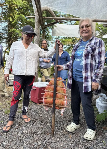 salmon with Lana Jules and elder Tessie Smith